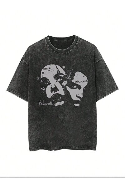 bellanova Μπλουζάκι με στάμπα, κορυφαίας ποιότητας, vintage πλυμένο, στυλ δρό...