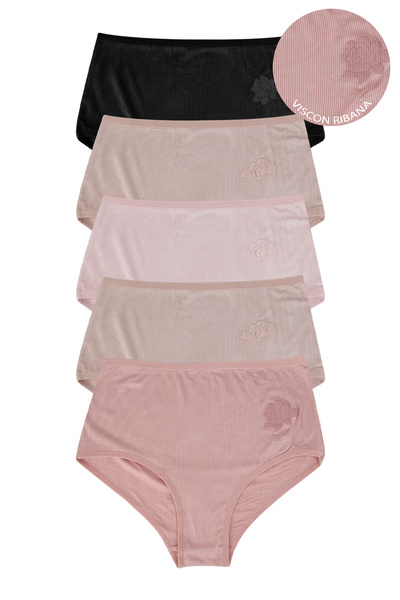 Dominant سراويل داخلية نسائية من فيسكون ريبانا بخصر مرتفع، عبوة من 5 قطع