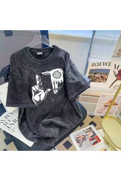 bellanova Μπλουζάκι με στάμπα, κορυφαίας ποιότητας, vintage πλυμένο, στυλ δρό...