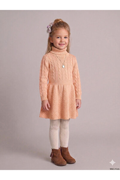 CLOUDY WEAR&DESİGN Κοριτσίστικο πλεκτό φόρεμα με πλεκτό ζιβάγκο