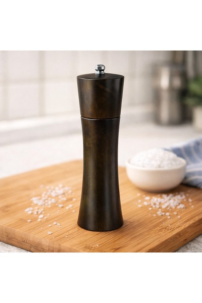 Generic Brand Dark Brown Wooden Salt Shaker with Rotating Head 24 cm