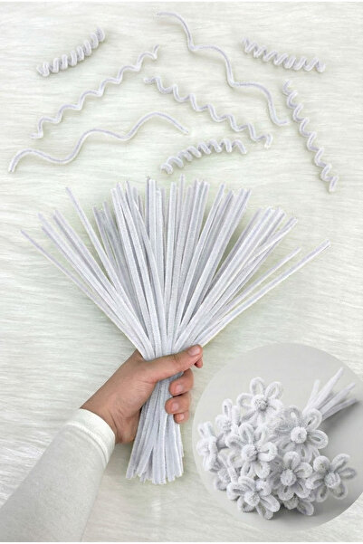 ZEYMERADE 100 τεμάχια λευκό σενίλ 30 εκ., βελούδινο σύρμα με τρίχες, χειροτεχ...