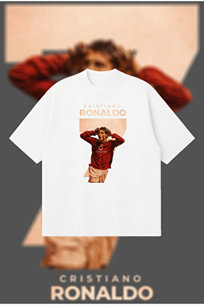 CR7 Manchester United Oversize Boxy Fit Unisex %100 Pamuklu Tshirt – Baskılı Tişört | Streetwear