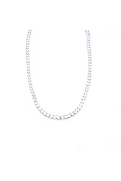 FerizZ 316 L Steel Waterway Zircon Stone Necklace 55 cm Zn-521