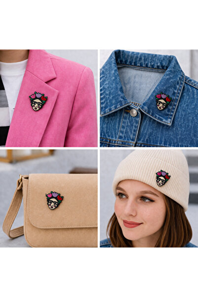 DREAMIOGIFTANDBOX Frida Kahlo Tarzı Kadın Metal Rozet Pin Broş Çanta Ceket Ak...