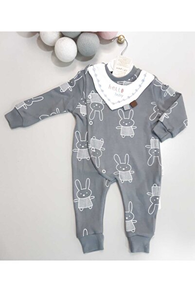 Sönmez Baby Hello Baby Rabbi̇t Bibbed Combed Cotton Jumpsuit Seasonal Double ...