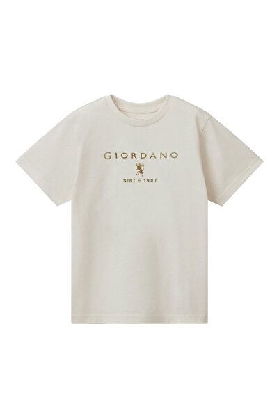 Giordano تي شيرت جونيورز من القطن ذو قصة عادية وياقة دائرية مطبوعة