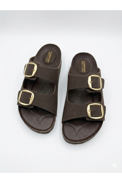 Friend & Trend Çift Toka Eva Taban Süet Dış Yüzey Comfort Hafif Kadın Terlik ...
