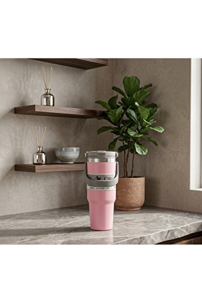 Kuzey Tacı Taşıma Kulplu Paslanmaz Çelik Termos Mug – Çift Katmanlı Vakumlu Y...