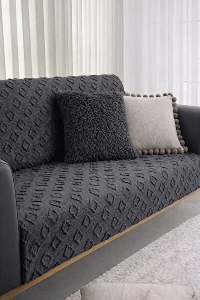 Shopyteks Κάλυμμα καναπέ από σενίλ 170x210 Μοντέρνο με σχέδιο μπακλαβά, φιλικ...