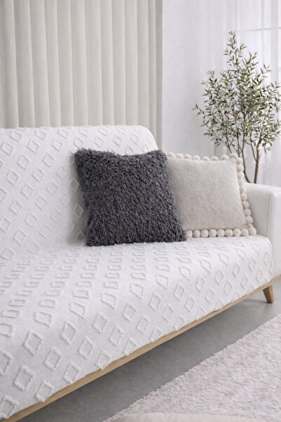 Shopyteks Κάλυμμα καναπέ από σενίλ 170x210 Μοντέρνο με σχέδιο μπακλαβά, φιλικ...