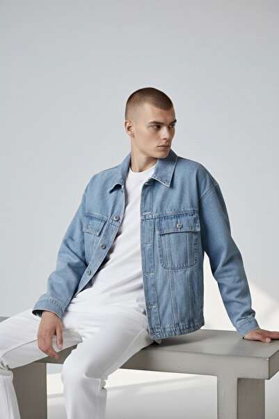 Geco Ανδρικό τζιν τζιν μπουφάν με κουμπιά με τσέπες