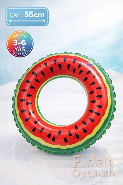 Fidan oyuncak Karpuz Desenli 55 cm Çocuk Havuz ve Deniz Simidi ( 3-6 Yaş )