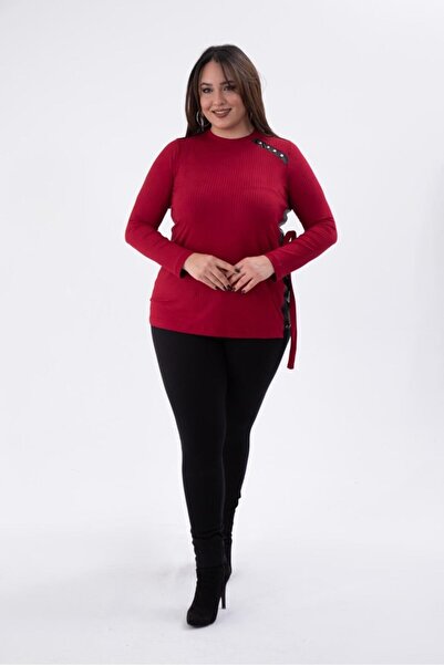 Roxxlen Γυναικεία μπλούζα μεγάλου μεγέθους με καρφιτσωτή πόρπη στο πλάι, χρώμ...