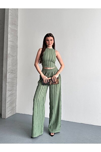 Gül Maison Set de pantaloni crop confortabili de vară, elegant, casual, din d...
