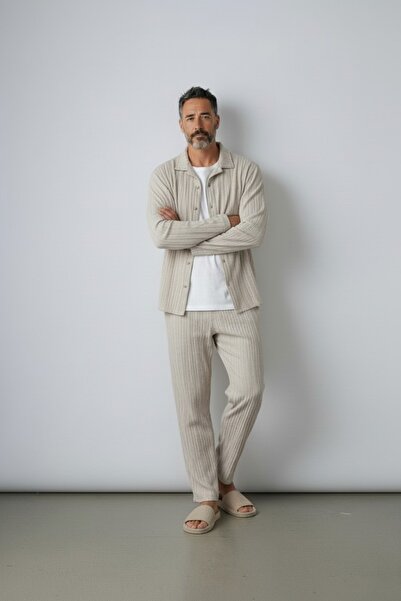 Altamira Ανδρικό Σετ Παντελόνι και Πουκάμισο σε Μπεζ Χρώμα Pablo