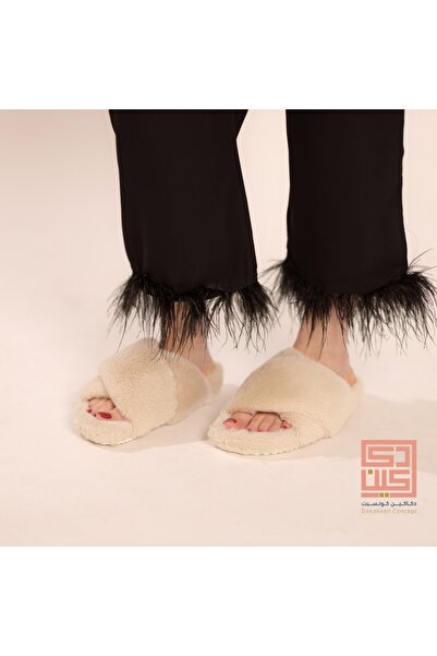 Dakakeen Concept Beige Fur Slippers Size 36 – Soft Plush Lining, Warm & Comfo...