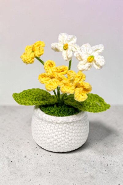 Bereketli Store Πολύπλεγο Κίτρινο Λουλούδι – Χειροποίητο Διακοσμητικό Στολίδι