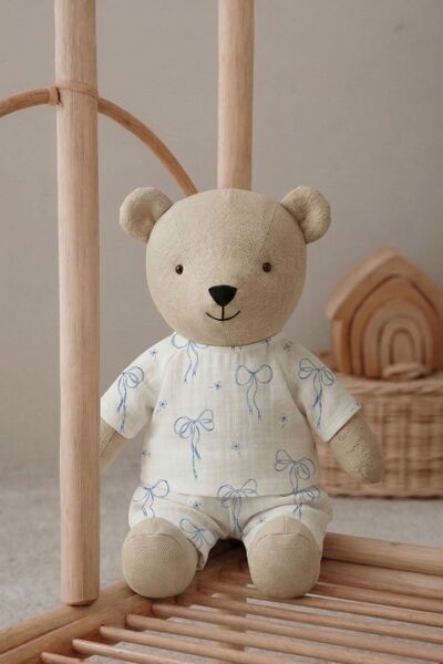 Tuğba Kuğu Pijamalı Ayıcık Uyku Arkadaşı - Pureline Series - Blue Dainty Bow