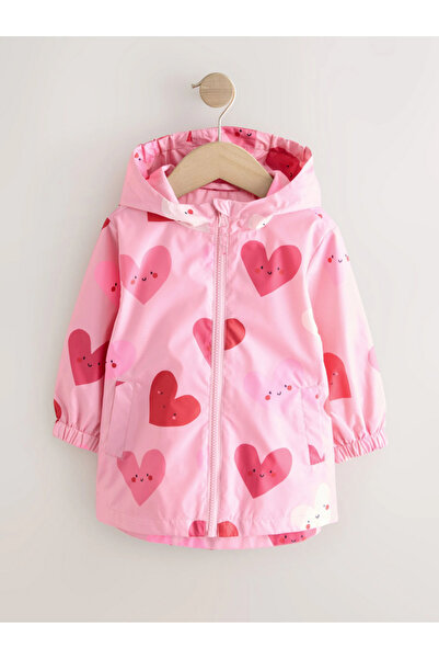 Next Baby Kalp Desenli Pembe Su Geçirmez Yağmurluk