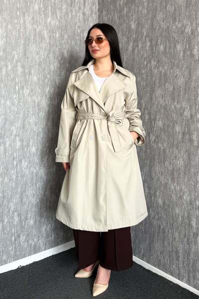 ModaPlaza Γυναικεία Καμπαρντίνα με Ζώνη σε Μεγάλο Μέγεθος 5958