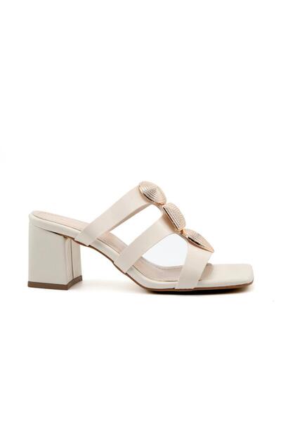 FELES 045-849 Μπεζ γυναικεία παπούτσια με τακούνι