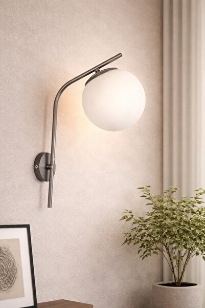 Ömür Avize Vertigo Modern gri kasa Beyaz Kapalı Camlı Aplik ( Pilli Değildir )