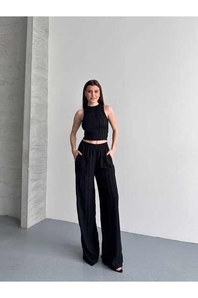 Gül Maison Set de pantaloni crop confortabili de vară, elegant, casual, din d...