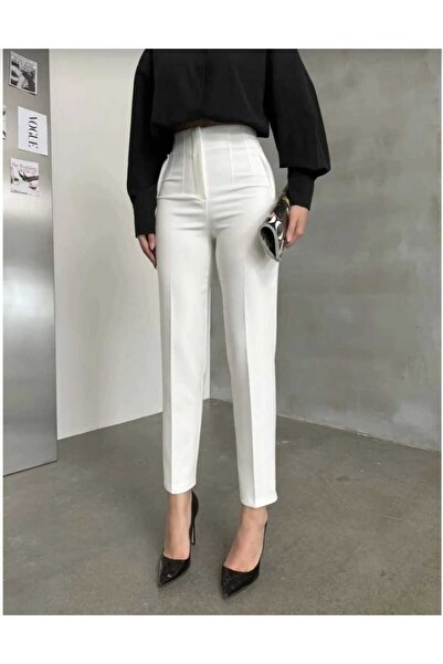 Lixera Λευκό γυναικείο υφασμάτινο παντελόνι με φαρδιά μπατζάκια τύπου Palazzo...