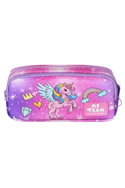 ME TEAM Unicorn Desenli Kalemlik - Çift Bölmeli Su İtici Kumaşlı Kız Çocuk Ka...