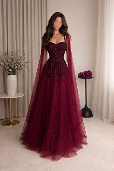 TOP BERLANTY "Imperial Burgundy" Evening Dress - Royal Elegance with Handcraf...