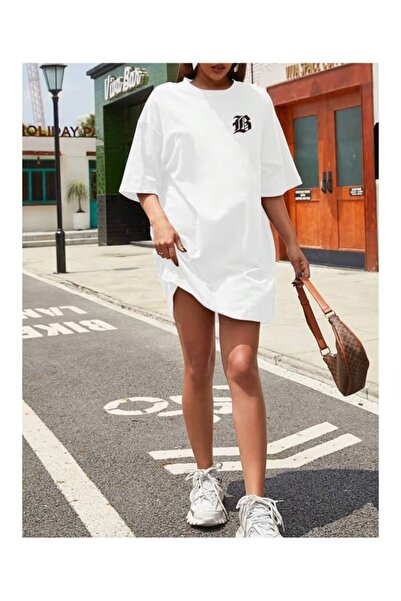 Gollinger Tricou oversize cu imprimeu pentru femei, cu decolteu tip crew neck