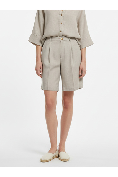 Xint Kadın Naturel %100 Keten Oversize Şort