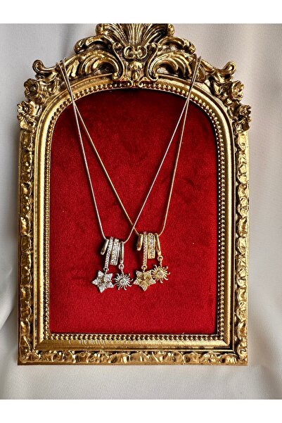 sevvelry Silver Yıldız ve Güneş Charm Kolye | Çelik
