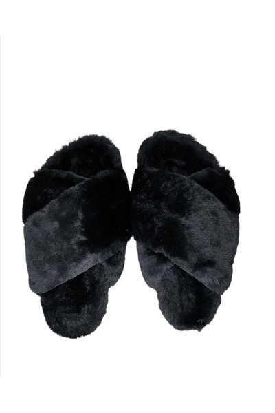 Dakakeen Concept Black Fur Slippers Size 37 – Soft Plush Lining, Warm & Comfo...