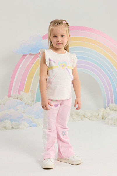 Minycenter Girl's Cloud and Heart Printed T-Shirt White