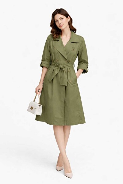 Noa&Noa Γυναικεία καμπαρντίνα με λεπτομέρεια στον ώμο, με κουμπιά και δέσιμο