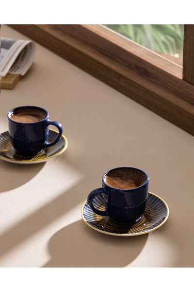 Madame Coco Kleby Nouveau 4-Piece Coffee Cup Set for 2 People - Indigo/Earth ...
