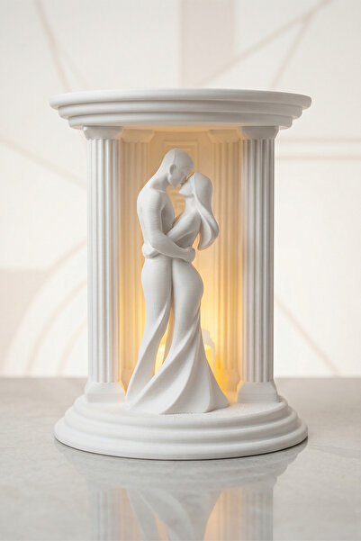 JoyShine Romantik Aşıklar Temalı LED Işıklı Dekoratif Mumluk, Biblo Sevgiliye...