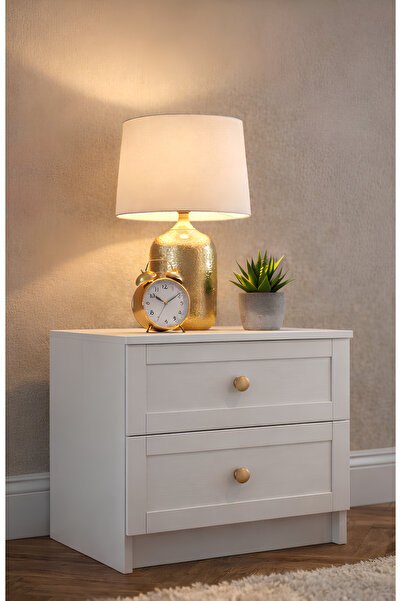 Noiss Home Decor Spring Modern Tasarım 2 Çekmeceli Beyaz Komodin