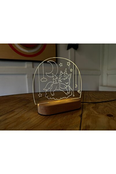PETRADESIGN Kişiye Özel İsimli Çocuk Odası Ahşap Gece Lambası - USB Kablolu M...