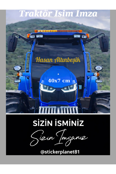 AlpiLeo Stickerplanet81 Kişiye Özel İsim İmzalı Traktör Ön Cam Yazısı Sticker...