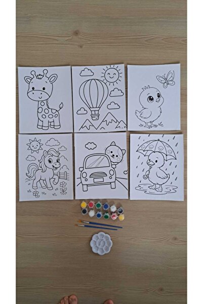 Edu&Hobby 6 Adet Mukavva Tuval Hobi Boyama Seti-Mini Çocuk Tuval Sanat Seti-H...