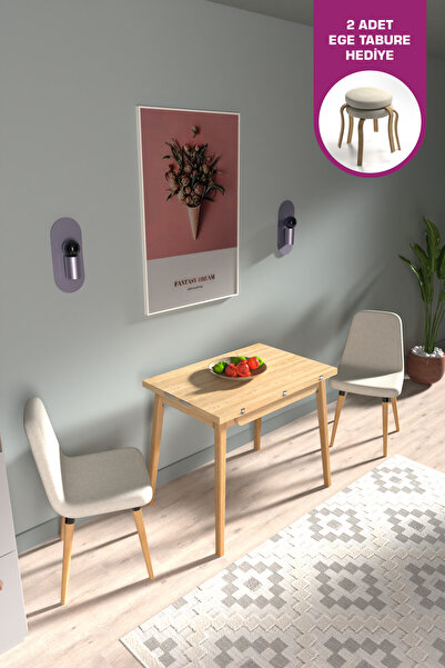 VİLİNZE Tosya Sandalye Avanos Ahşap MDF Mutfak Masası Takımı - 90x120 cm