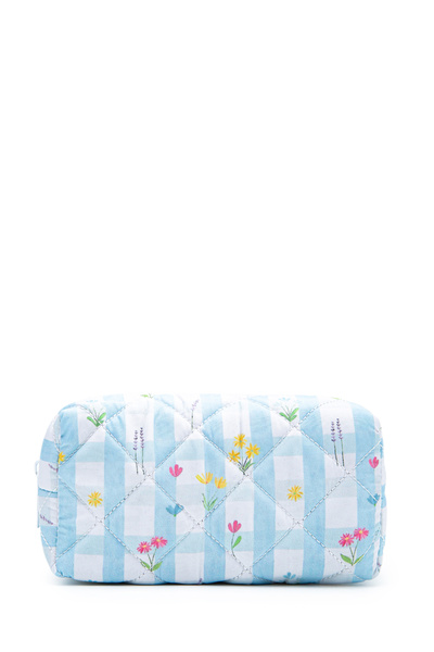 minebag ZC263 Υφασμάτινη Γυναικεία Τσάντα Μακιγιάζ Μπλε Καρό