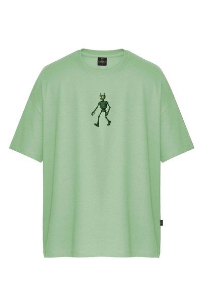 Espina Premium Men's Walking Robot Printed Oversize Short Sleeve T-Shirt