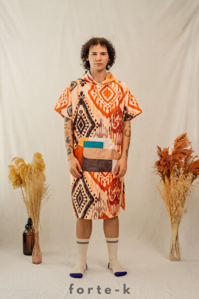 Fortek Home Πετσέτα θαλάσσης με κουκούλα και μπουρνούζι για σέρφινγκ, καλοκαι...