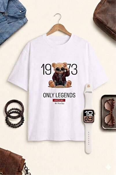 Duzor Unisex κοντομάνικο λευκό μπλουζάκι Legend Teddy Oversize, Premium, Καλο...