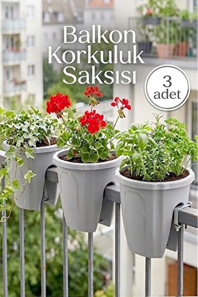 EFFE HOME Dekoratif Balkon Korkuluk Saksısı Oval 3 Adet