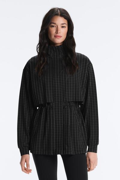 Oysho Long checked piqué jacket